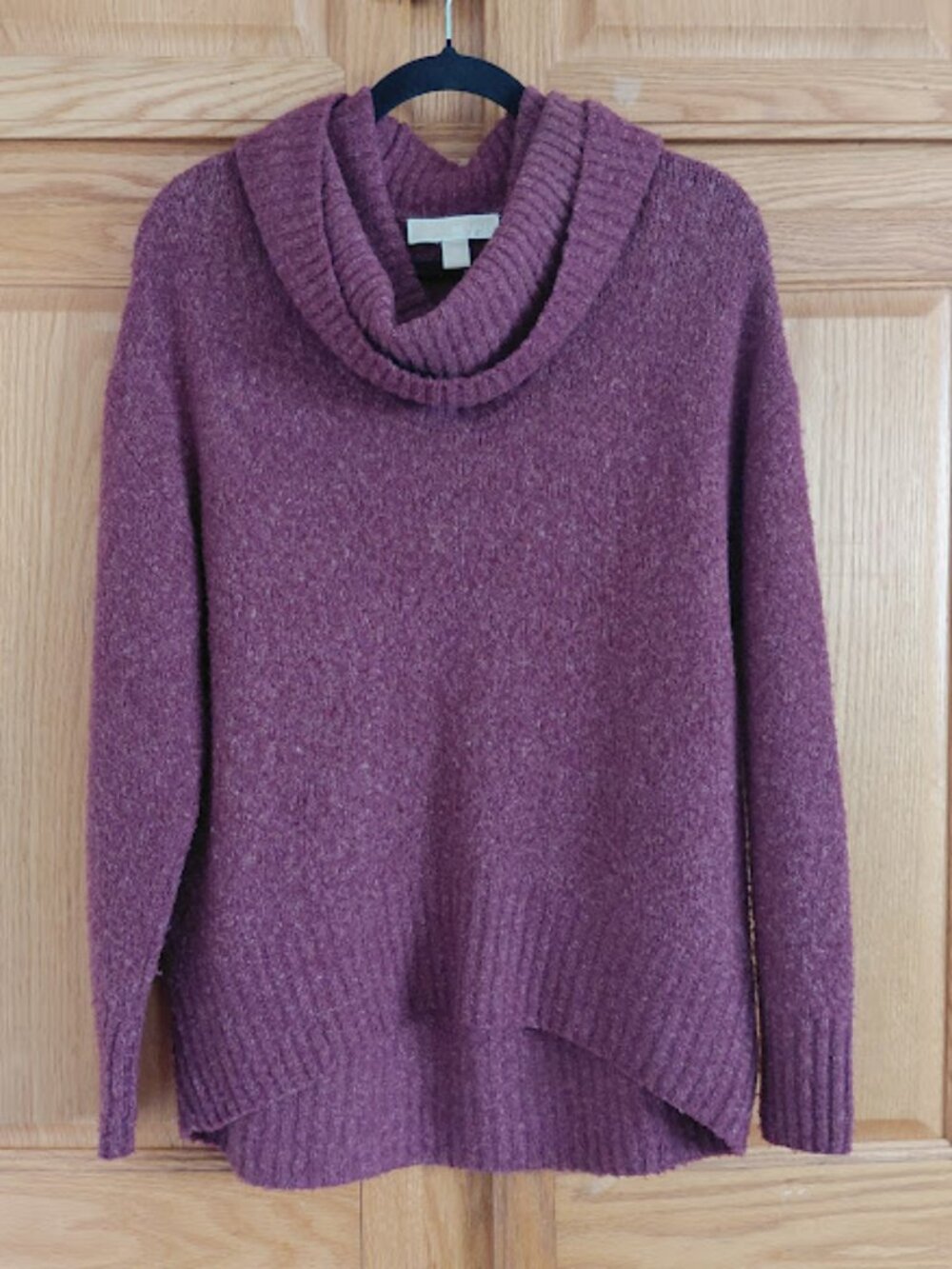 MICHAEL Michael Kors Burgundy Swoop Cowl Neck Oversized Pullover Knit Sweater XS